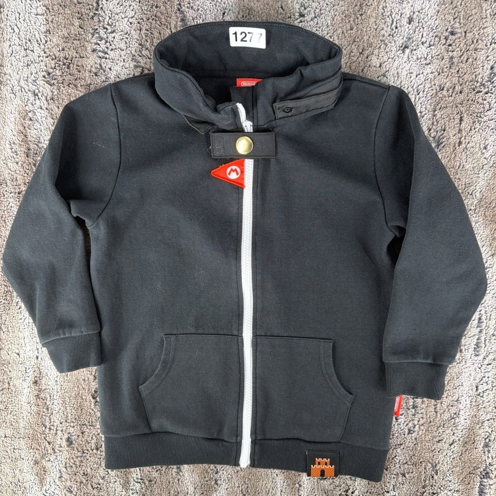 Nintendo Store Japan Super Mario Full Zip Sweatshirts Black Youth Size 130 (7/8)